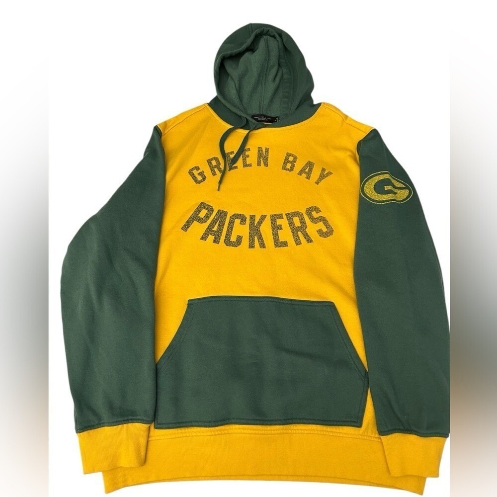 JUNK FOOD CLOTHING Green‎ Bay Packers Goal Line Hoodie Men's Large